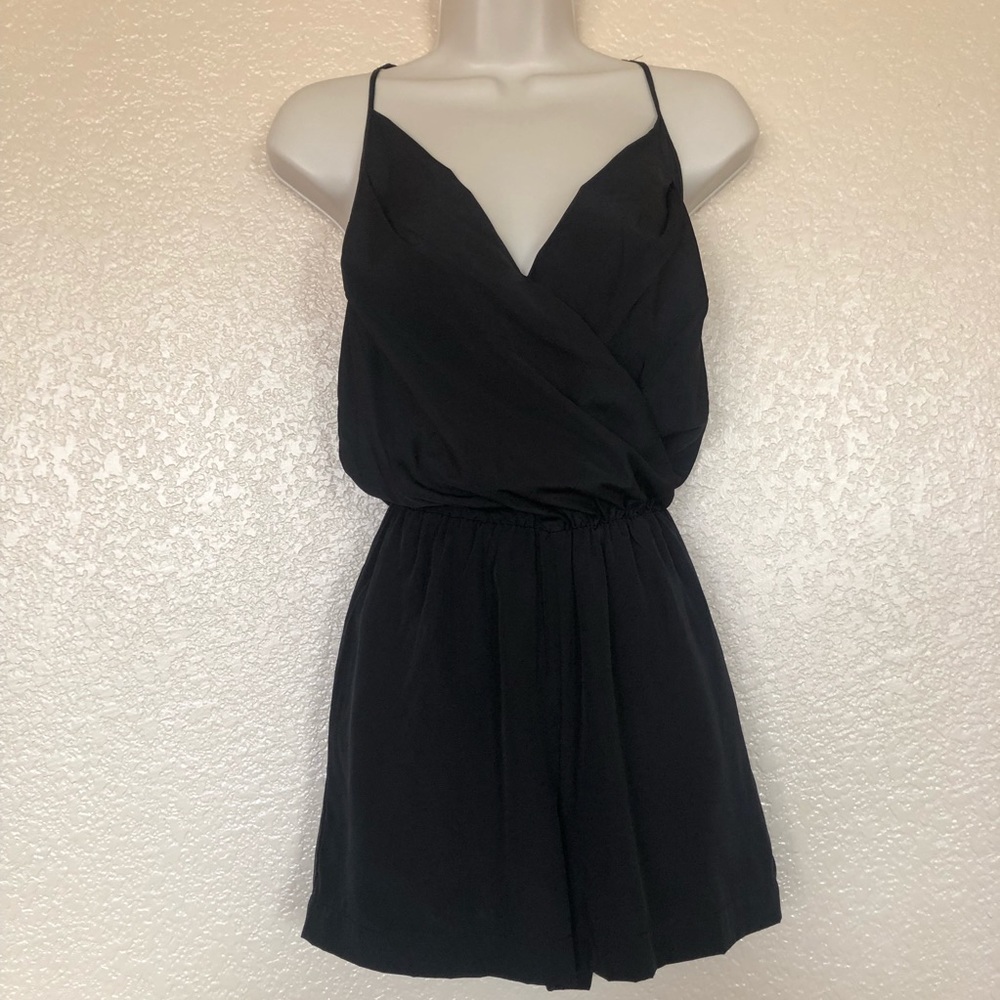 A New York Faux Wrap Sleeveless Romper Size S Black New